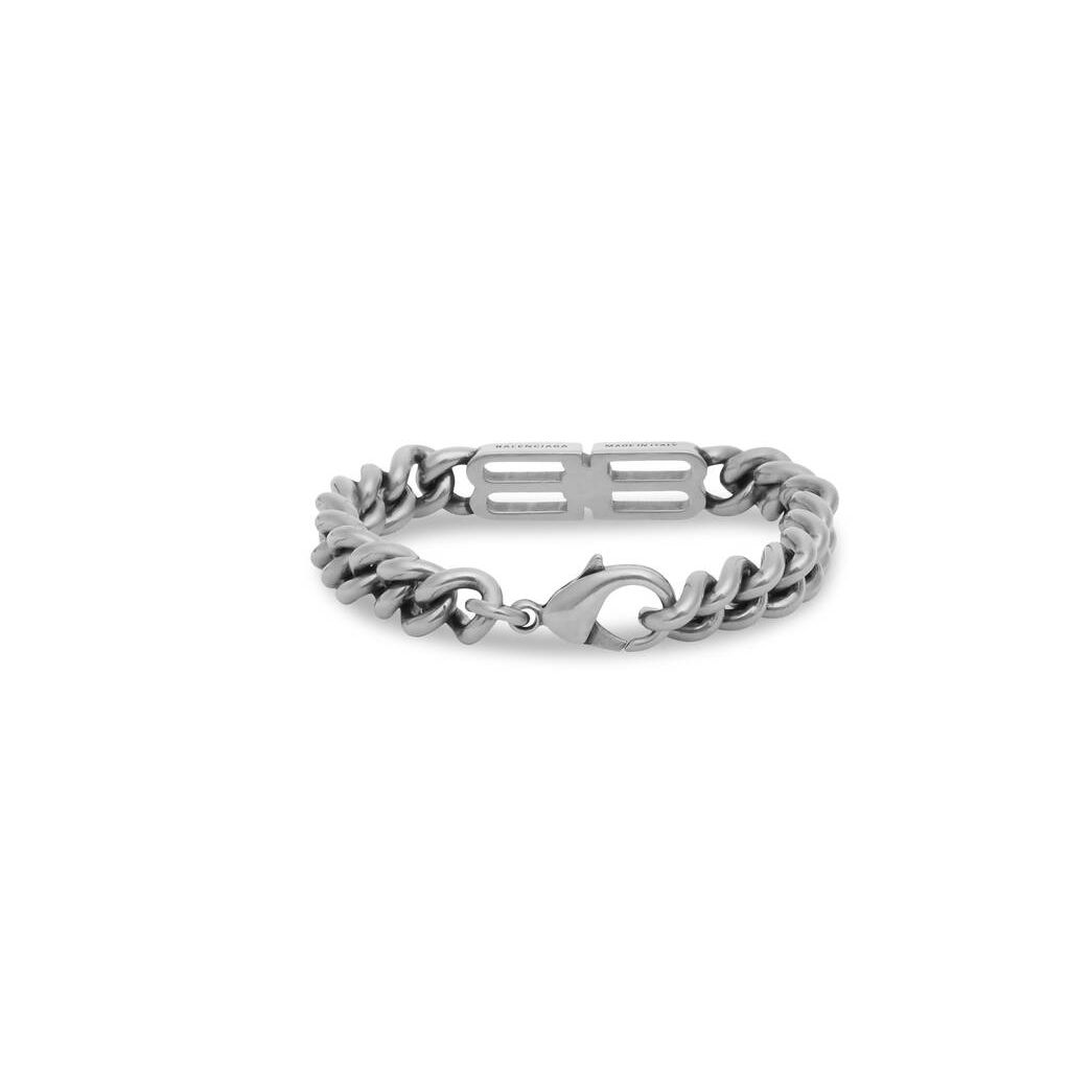 Women's Balenciaga Bb Icon Gourmette Bracelet Jewelry Silver | 5869DGWIP