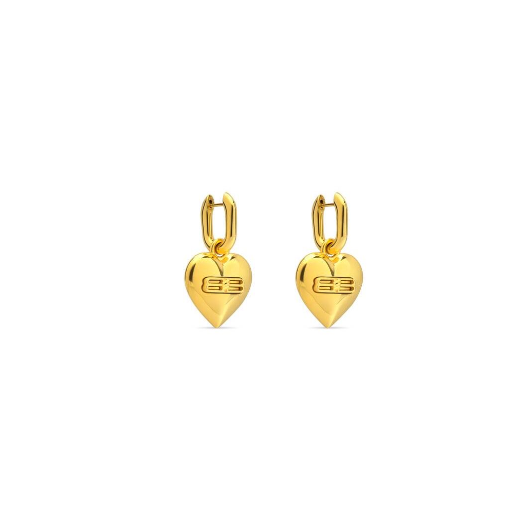 Women's Balenciaga Bb Icon Heart Earrings Jewelry Gold | 3057VBNJU