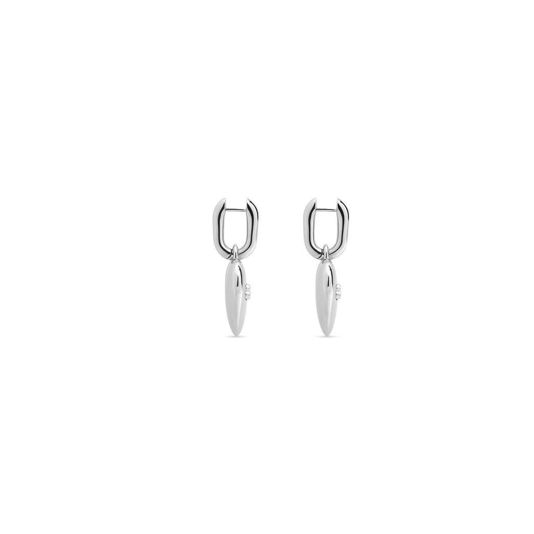 Women's Balenciaga Bb Icon Heart Earrings Jewelry Silver | 3728HJIRP