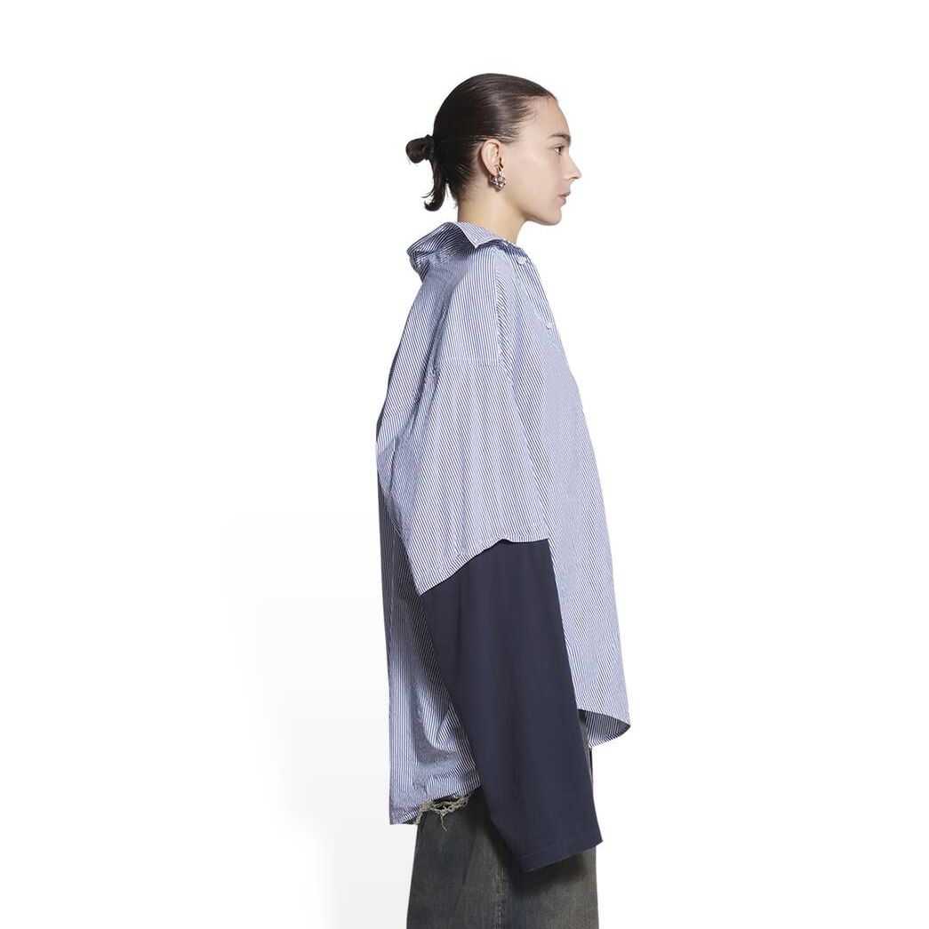 Women's Balenciaga Bb Icon Trompe L'oeil Shirt Tops Blue | 5039DLRZN