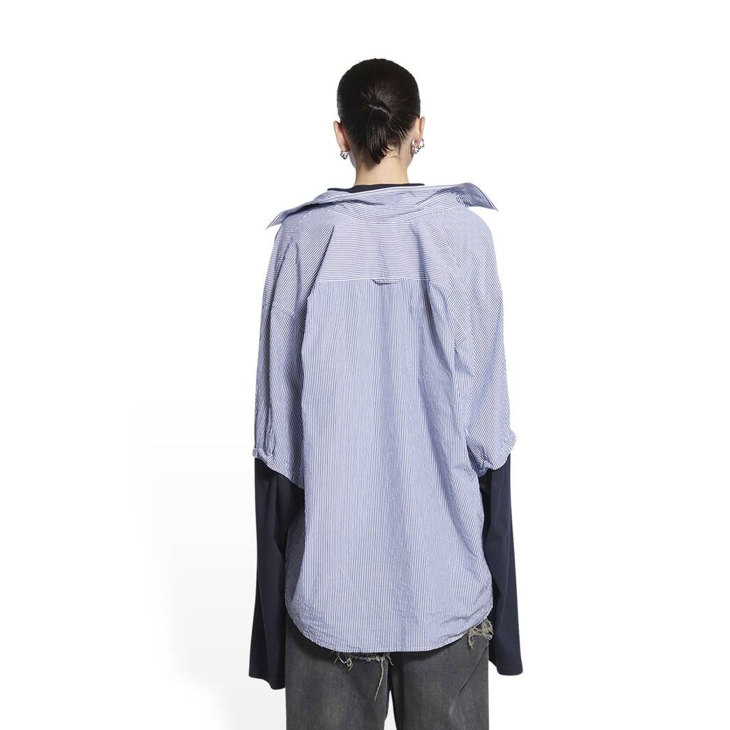 Women's Balenciaga Bb Icon Trompe L'oeil Shirt Tops Blue | 5039DLRZN