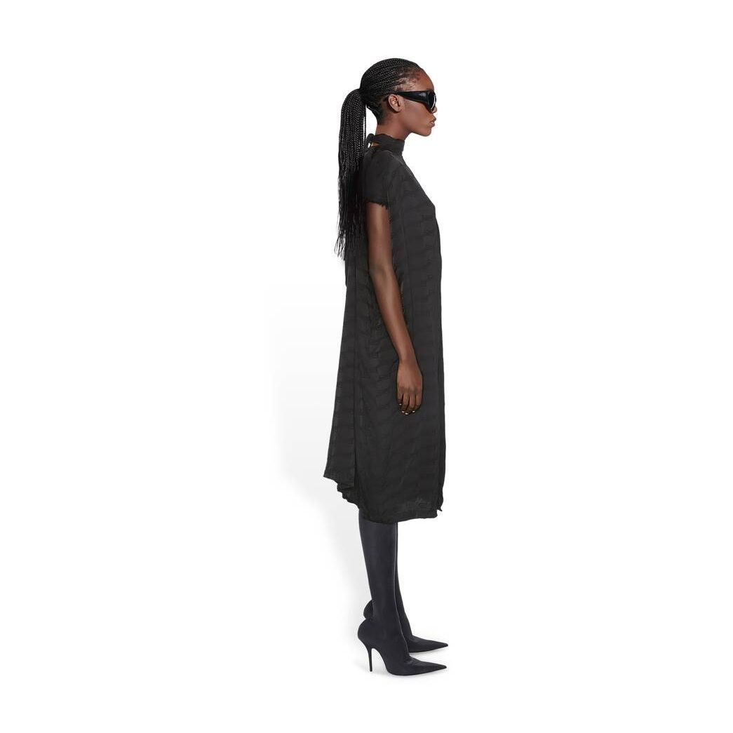 Women's Balenciaga Bb Monogram Knotted Rawcut Dress Skirts Black | 2689AZTRC