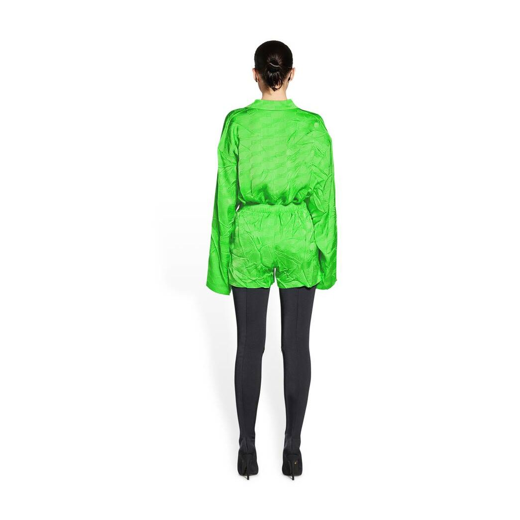 Women's Balenciaga Bb Monogram Pyjama Shorts Pants Green | 6310CNRSQ