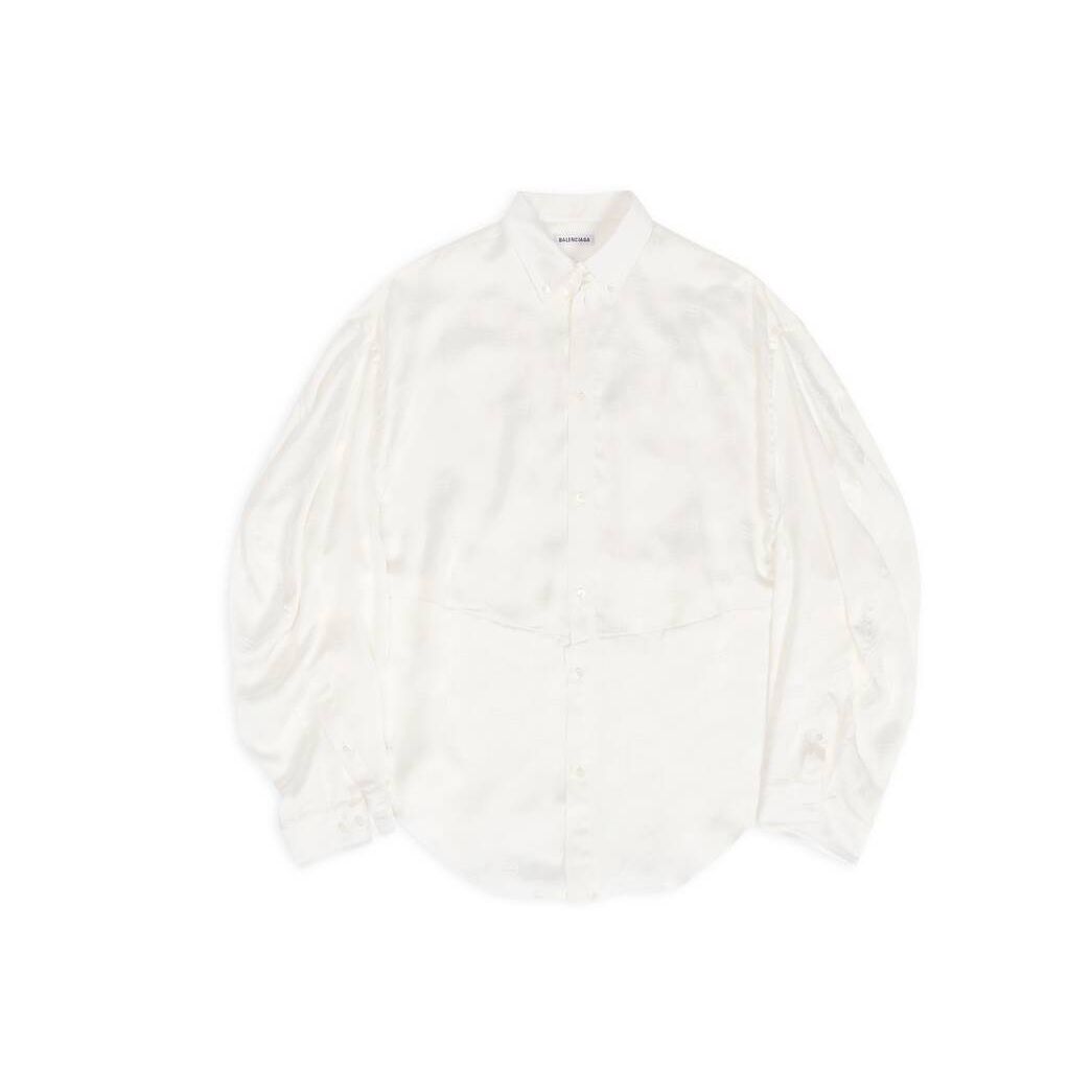 Women's Balenciaga Bb Monogram Twisted Sleeve Shirt Tops White | 6542FCQTU