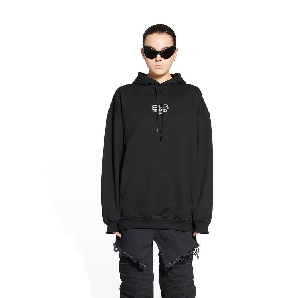 Women's Balenciaga Bb Paris Icon Medium Fit Hoodie Black | 7325KWZOL