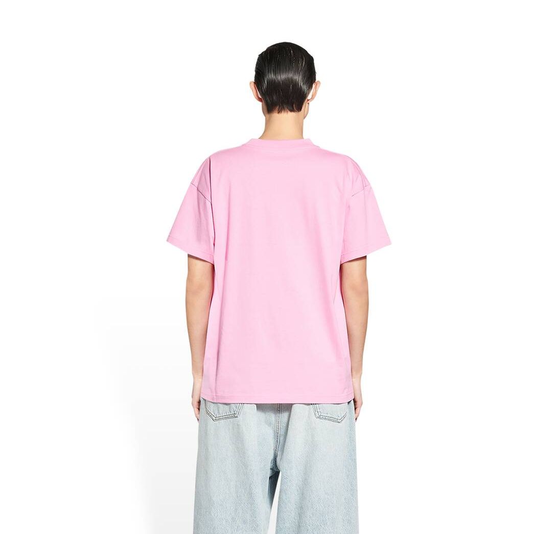 Women's Balenciaga Bb Paris Icon Medium Fit T Shirts Pink | 9162SYVMW