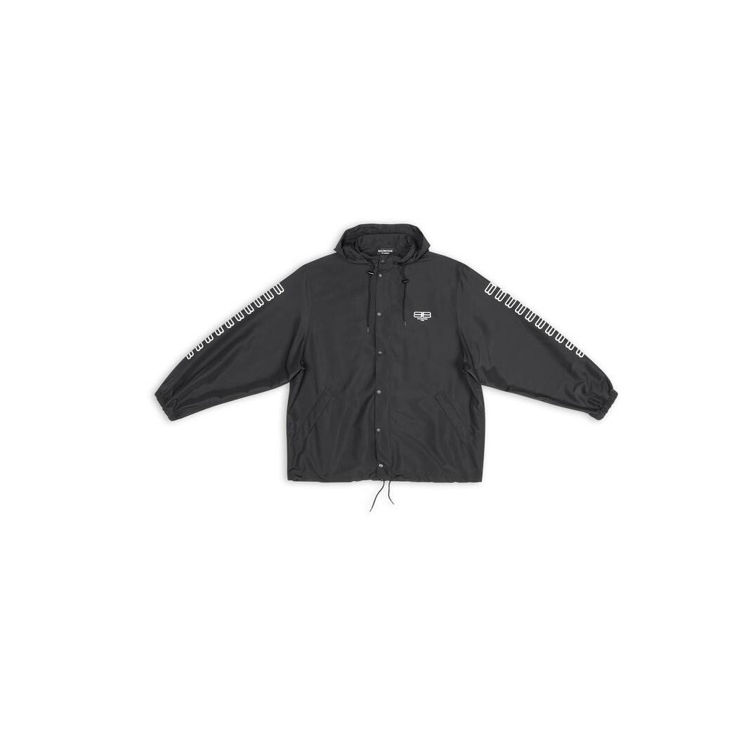 Women's Balenciaga Bb Paris Icon Short Windbreaker Jackets Black | 7450RPTGN