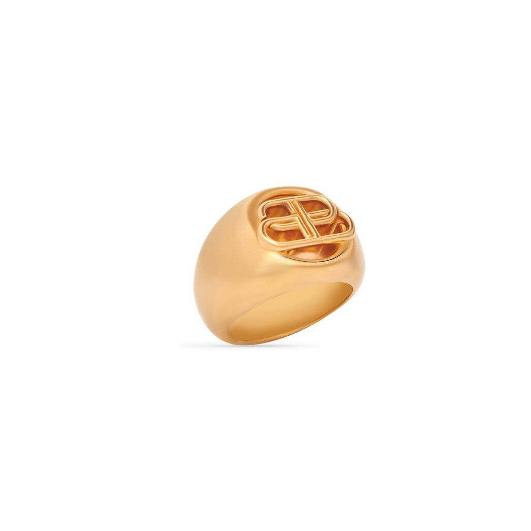 Women's Balenciaga Bb Signet Ring Jewelry Gold | 2584WOFUQ