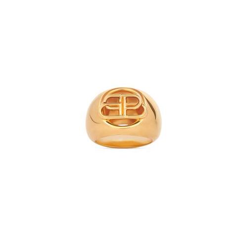 Women's Balenciaga Bb Signet Ring Jewelry Gold | 2584WOFUQ