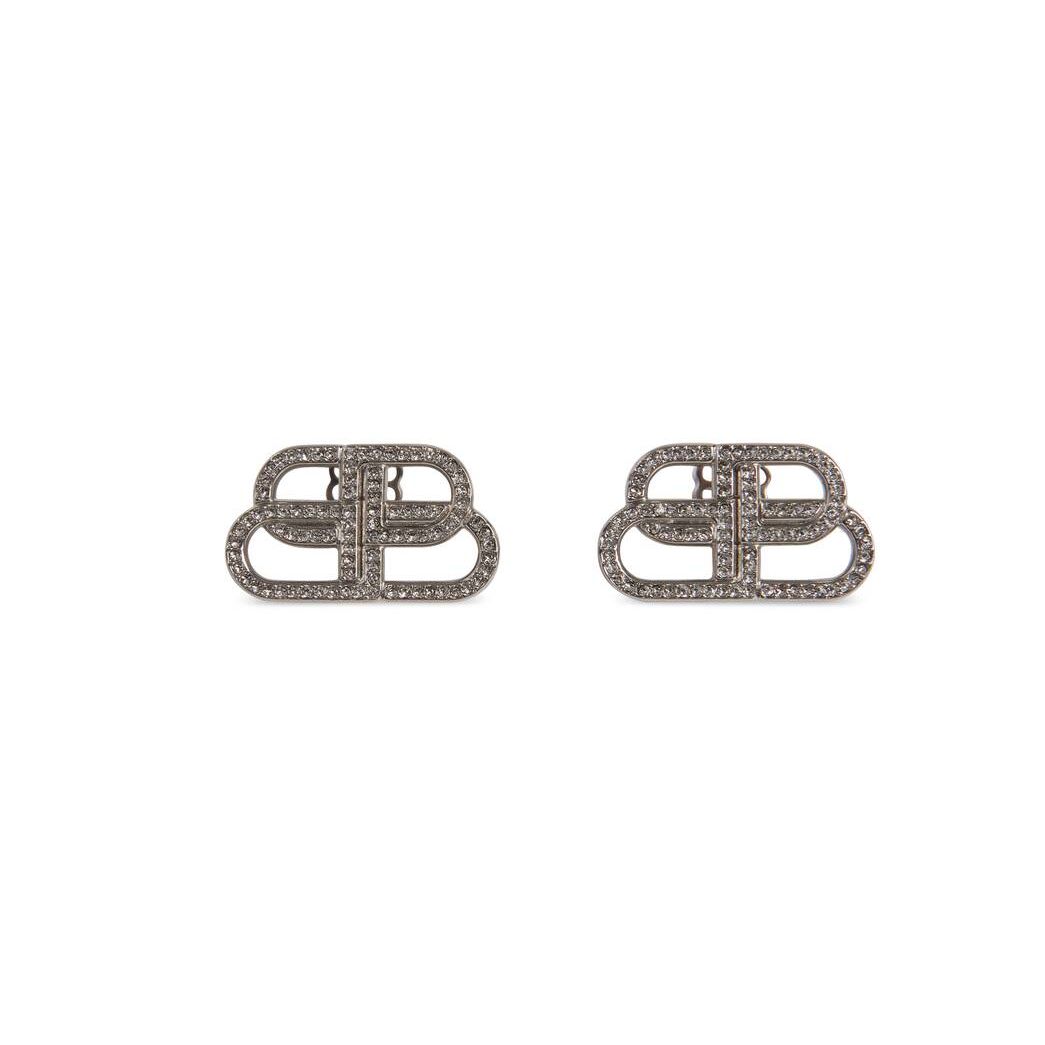 Women\'s Balenciaga Bb Small Stud Earrings Jewelry Silver | 8971OZDPA