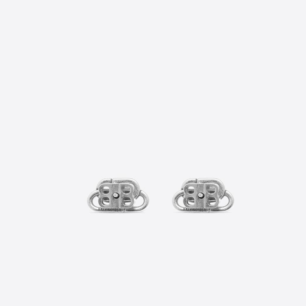 Women's Balenciaga Bb Stud Xs Earrings Jewelry Silver | 9564MNPGU