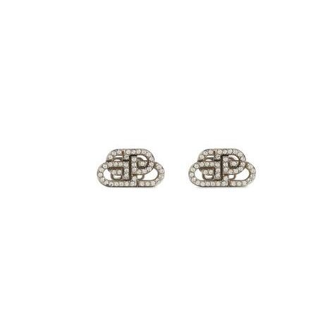 Women's Balenciaga Bb Xs Stud Earrings Jewelry Silver | 2501PVURY