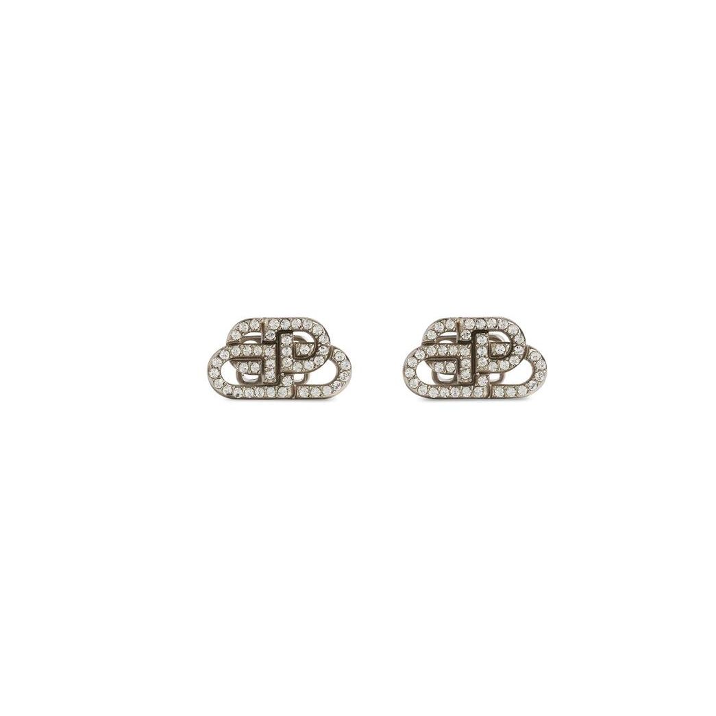 Women\'s Balenciaga Bb Xs Stud Earrings Jewelry Silver | 2501PVURY