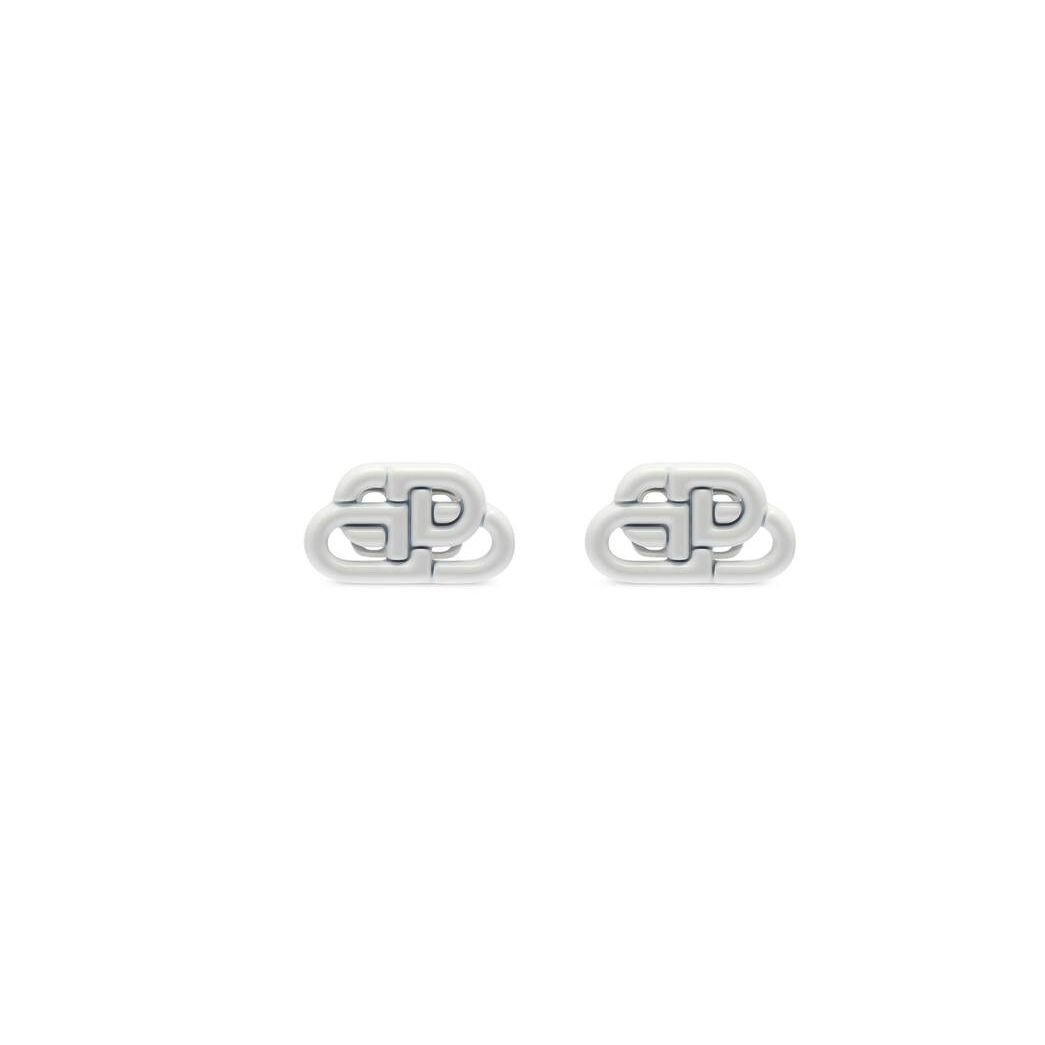 Women\'s Balenciaga Bb Xs Stud Earrings Jewelry White | 6071BLGCZ