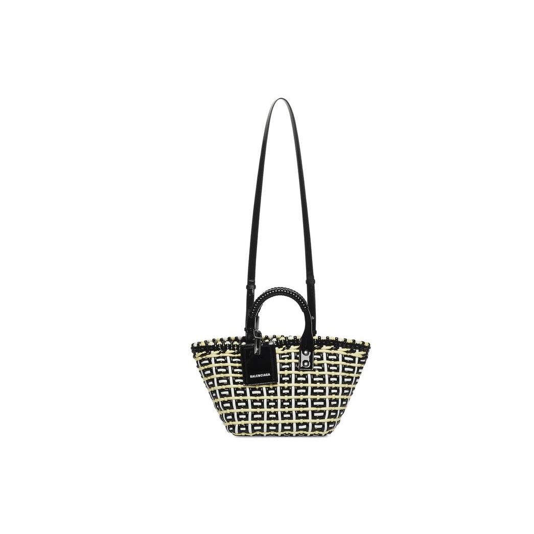 Women's Balenciaga Bistro Xs Basket With Strap Tote Bags Yellow | 2185CMOUP