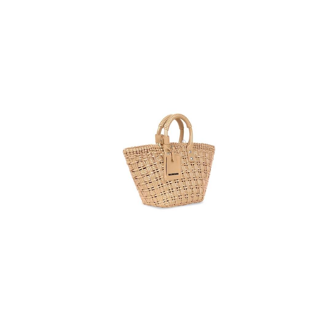 Women's Balenciaga Bistro Xs Basket With Strap Tote Bags Beige | 4168JKXBY