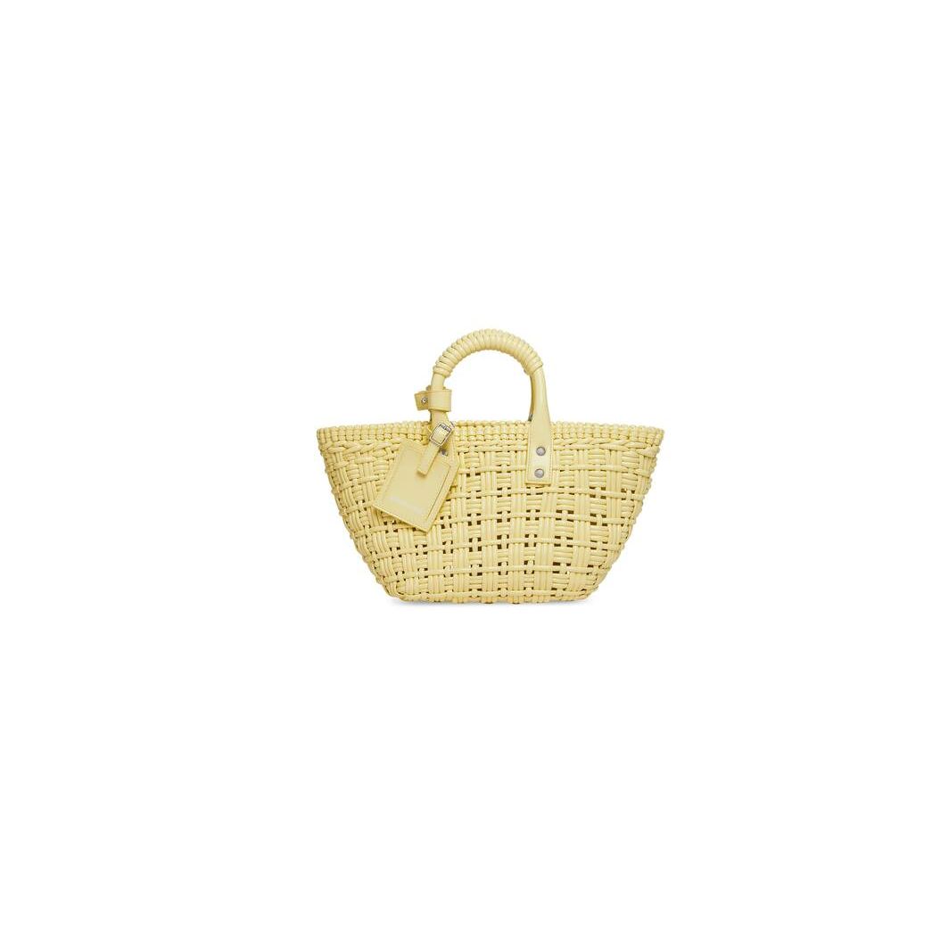 Women's Balenciaga Bistro Xs Basket With Strap Tote Bags Yellow | 6790AZMLK