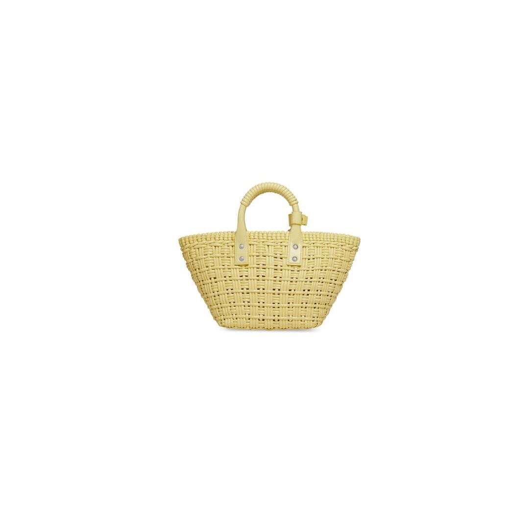 Women's Balenciaga Bistro Xs Basket With Strap Tote Bags Yellow | 6790AZMLK