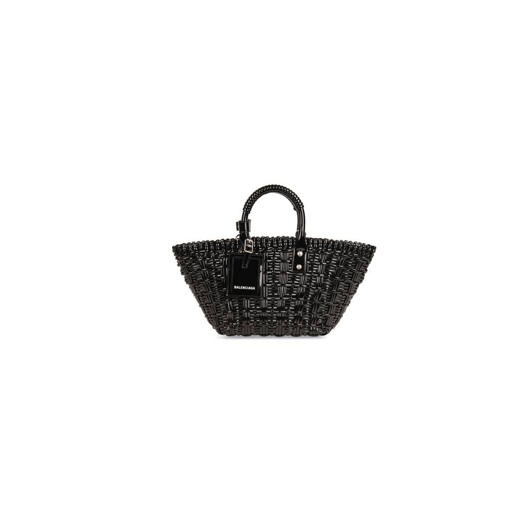 Women's Balenciaga Bistro Xs Basket With Strap Tote Bags Black | 9305HYRVQ