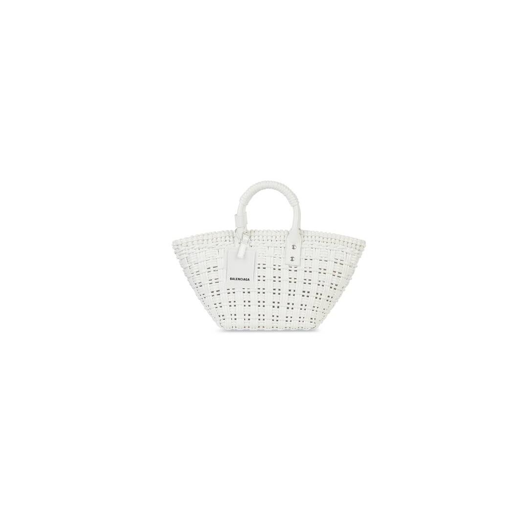 Women's Balenciaga Bistro Xs Basket With Strap Tote Bags White | 9386GKXCE