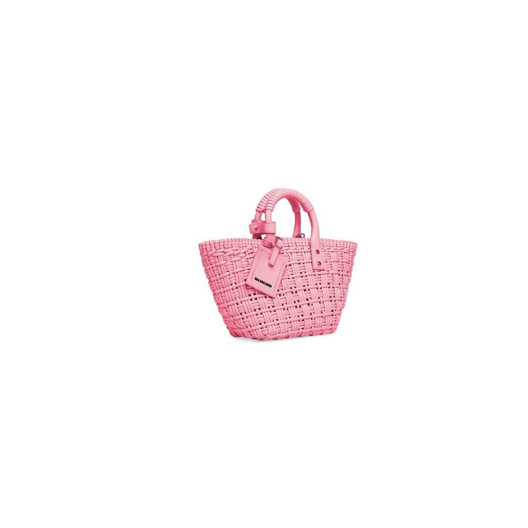 Women's Balenciaga Bistro Xs Basket With Strap Tote Bags Light Pink | 9547YKCTU