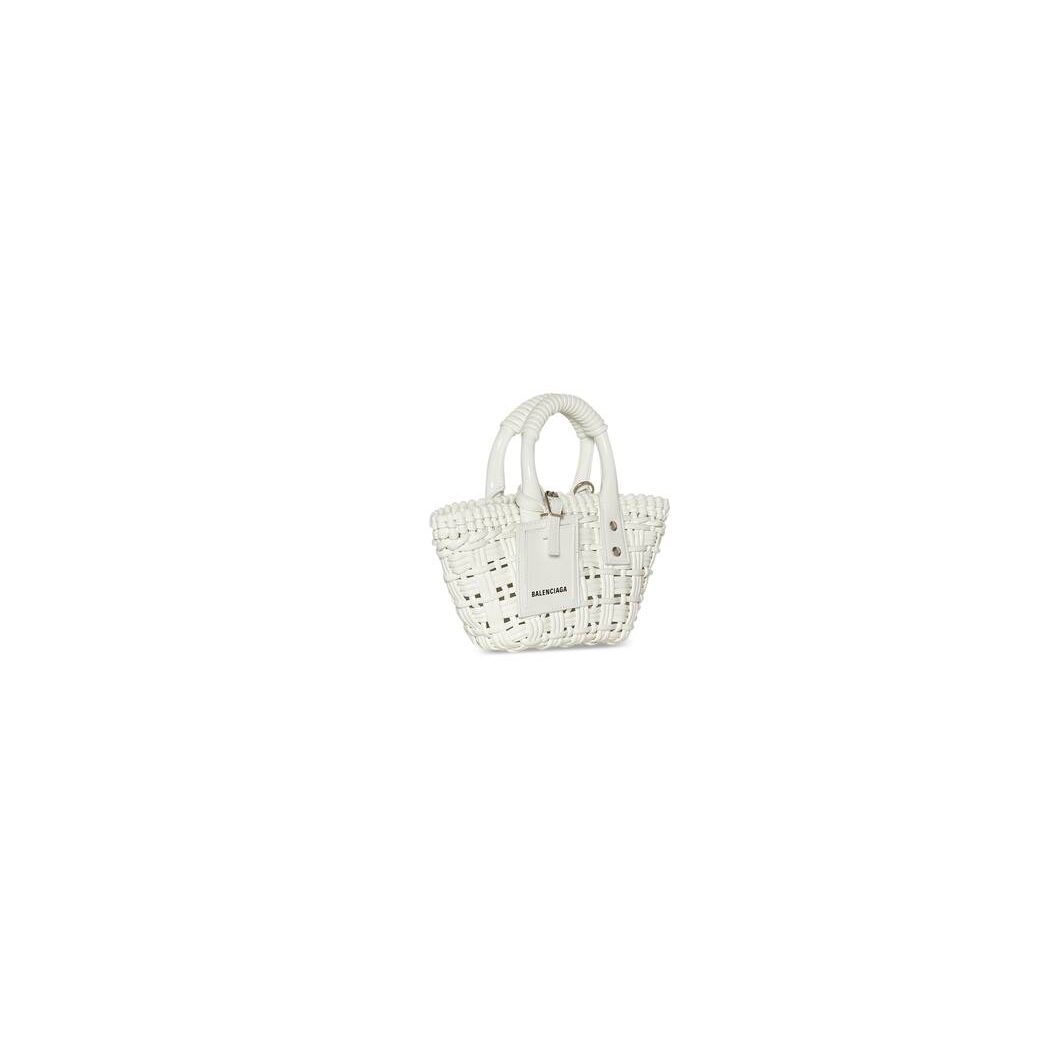 Women's Balenciaga Bistro Xxs Basket Strap Mini Bag White | 5219FDGPY