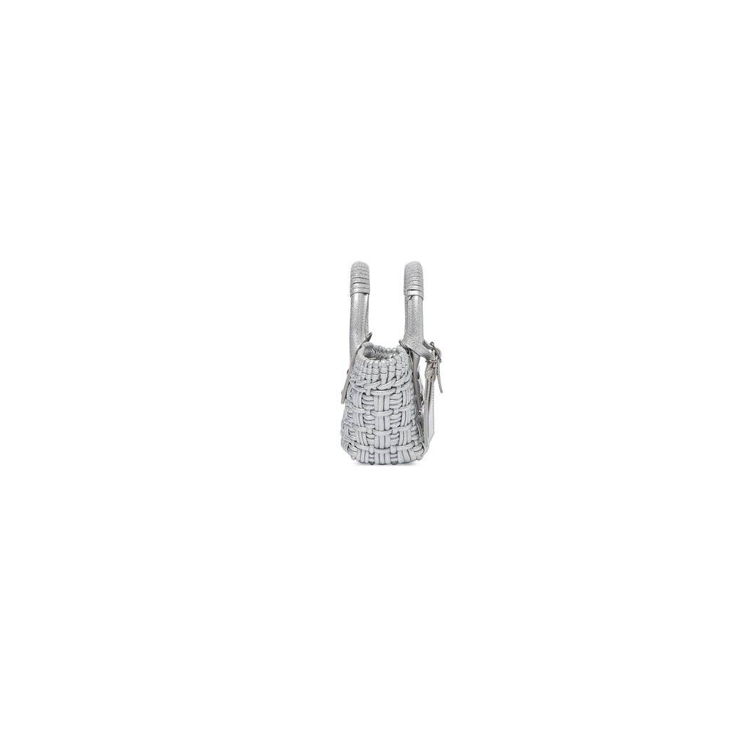 Women's Balenciaga Bistro Xxs Basket Strap Glitter Material Mini Bag Silver | 5967FYCJX