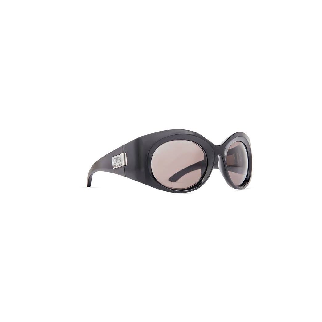 Women's Balenciaga Bold Round Sunglasses Black | 6437DWLSG