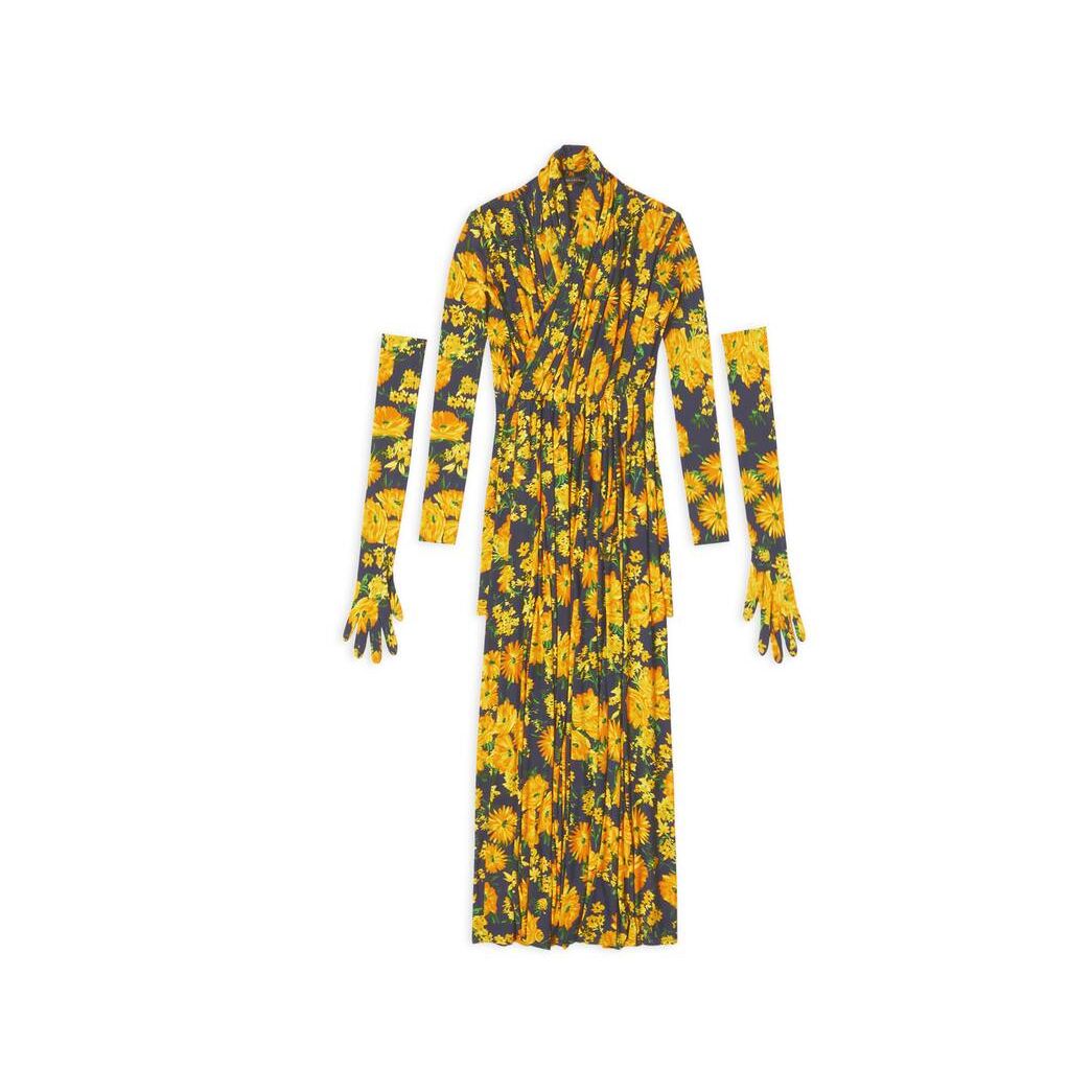 Women's Balenciaga Bouquet Cycling Draped Dress Skirts Yellow | 1769NBUPS