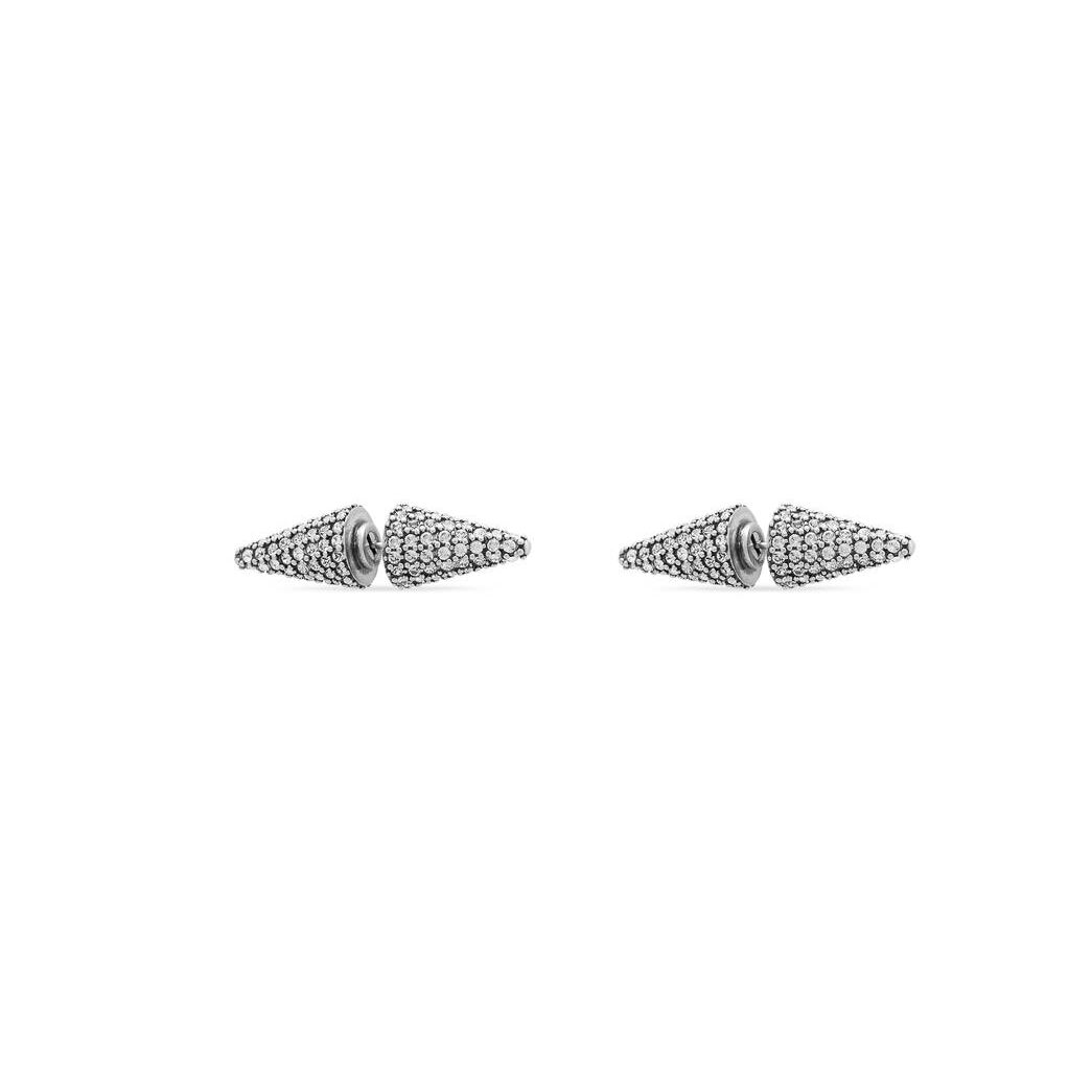 Women\'s Balenciaga Cagole Spike Earrings Jewelry Silver | 4675FGHOM