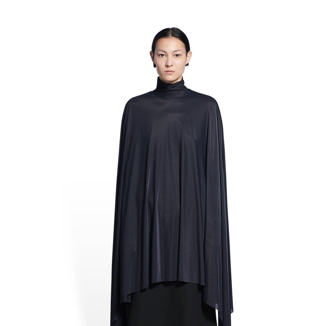 Women's Balenciaga Cape Tops Black | 8095MBNPY