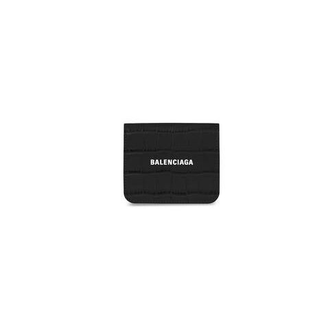 Women's Balenciaga Cash Flap Coin And Card Holder Wallets Black | 3928FANJH