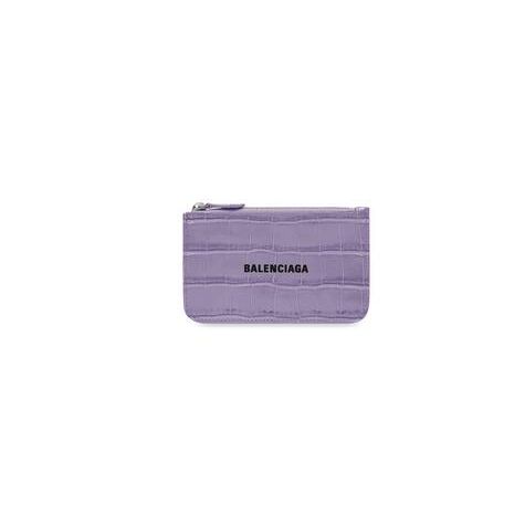 Women's Balenciaga Cash Large Long Coin And Crocodile Embossed Cardholders Purple | 7038CTHOQ