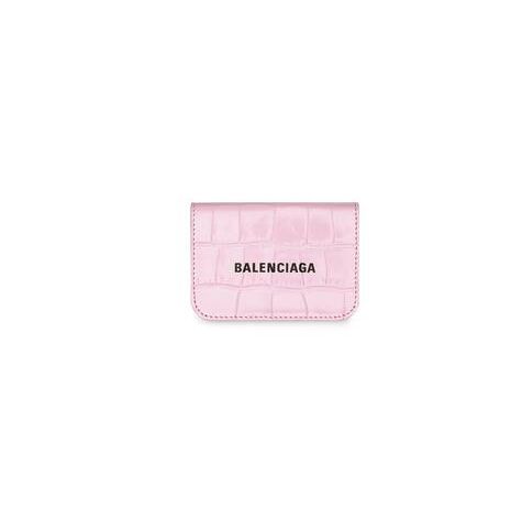 Women's Balenciaga Cash Mini Crocodile Embossed Wallets Fuchsia / Black | 4978MNQTH