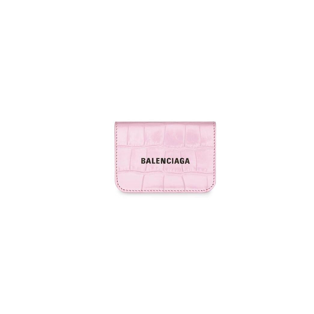 Women\'s Balenciaga Cash Mini Crocodile Embossed Wallets Fuchsia / Black | 4978MNQTH