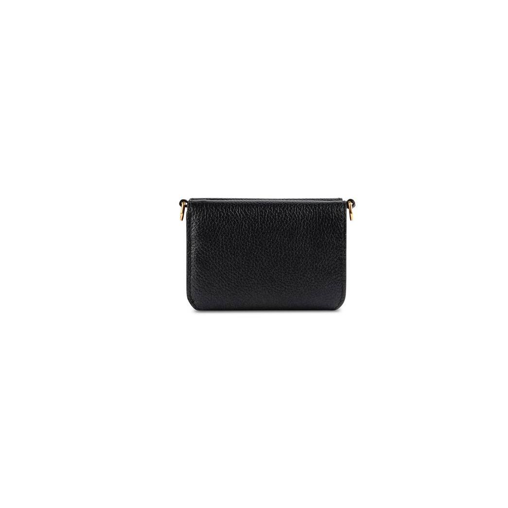 Women's Balenciaga Cash Mini On Chain Wallets Black / White | 3827YHFPN