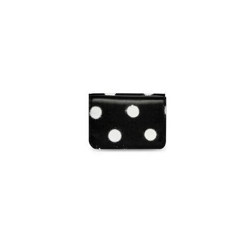 Women's Balenciaga Cash Mini Sprayed Polka Dots Printed Smooth Calfskin Wallets Black | 0176MFPIV