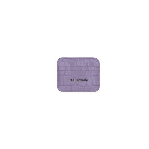 Women's Balenciaga Cash With Split Crocodile Embossed Cardholders Purple | 1645KCQFB