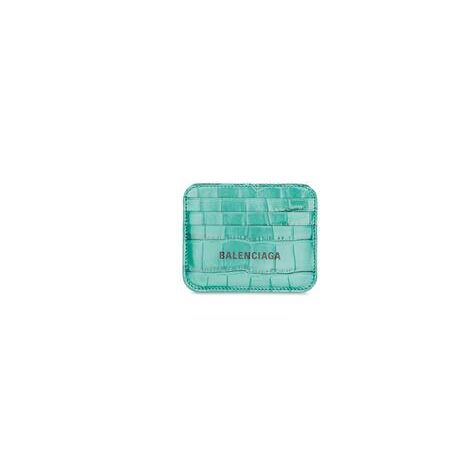 Women's Balenciaga Cash With Split Crocodile Embossed Cardholders Green | 3659UEOTL