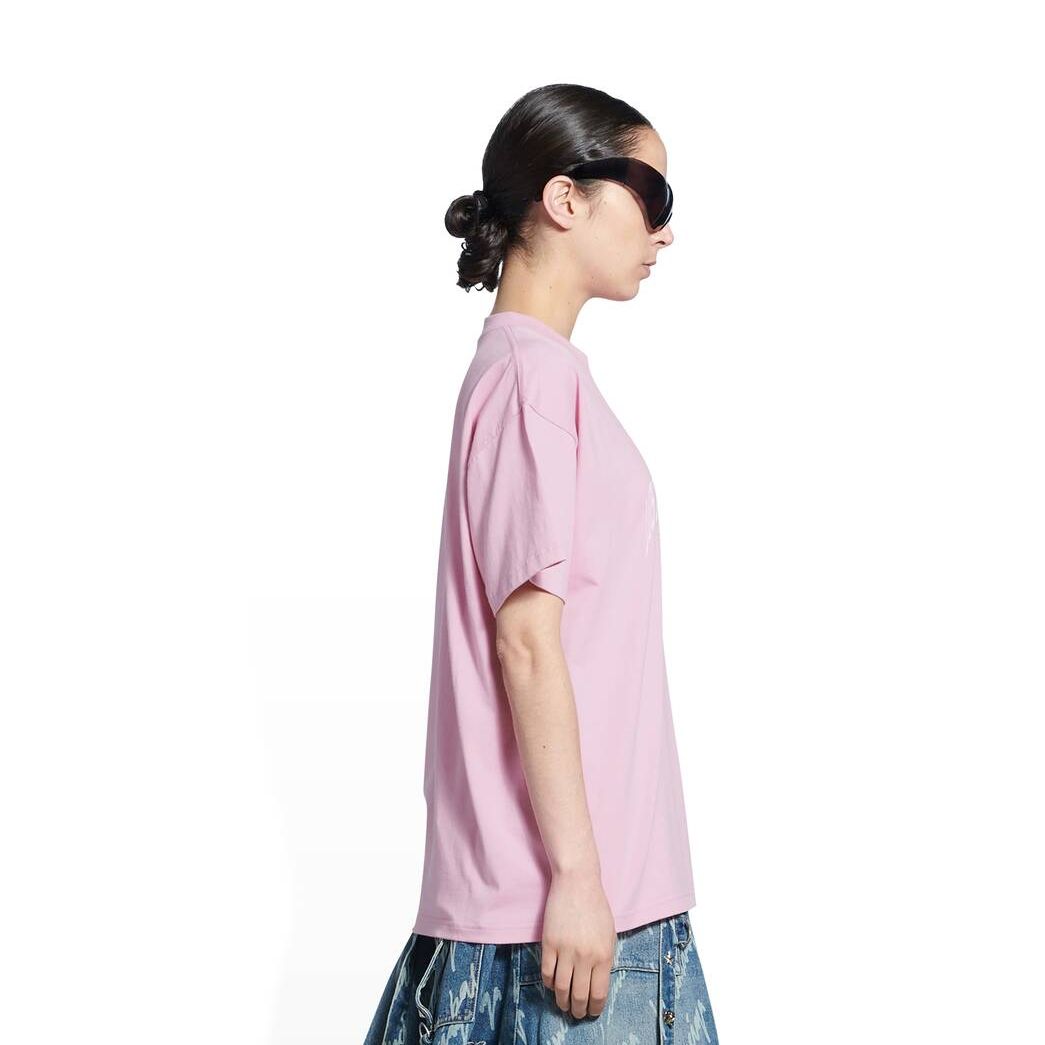 Women's Balenciaga Cities Los Angeles Medium Fit T Shirts Pink | 7420ZWVLP