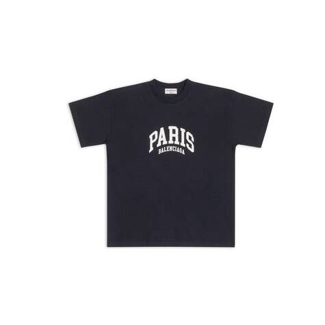 Women's Balenciaga Cities Paris Medium Fit T Shirts Black | 3518KRXDY