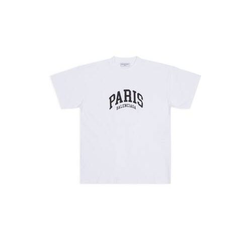 Women's Balenciaga Cities Paris Medium Fit T Shirts White | 9425YFPDJ