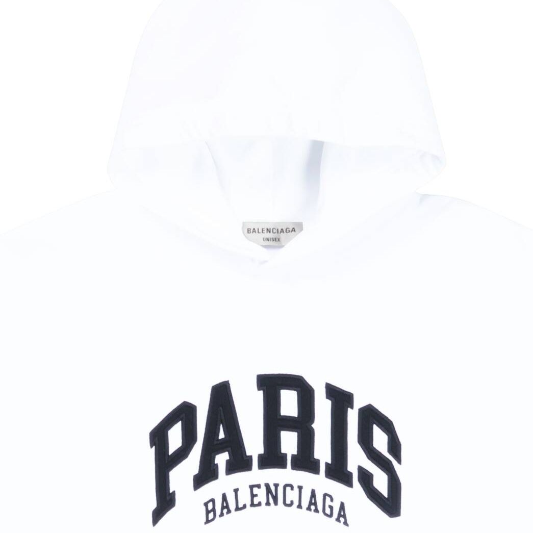 Women's Balenciaga Cities Paris Wide Fit Hoodie White | 4501MJPHS