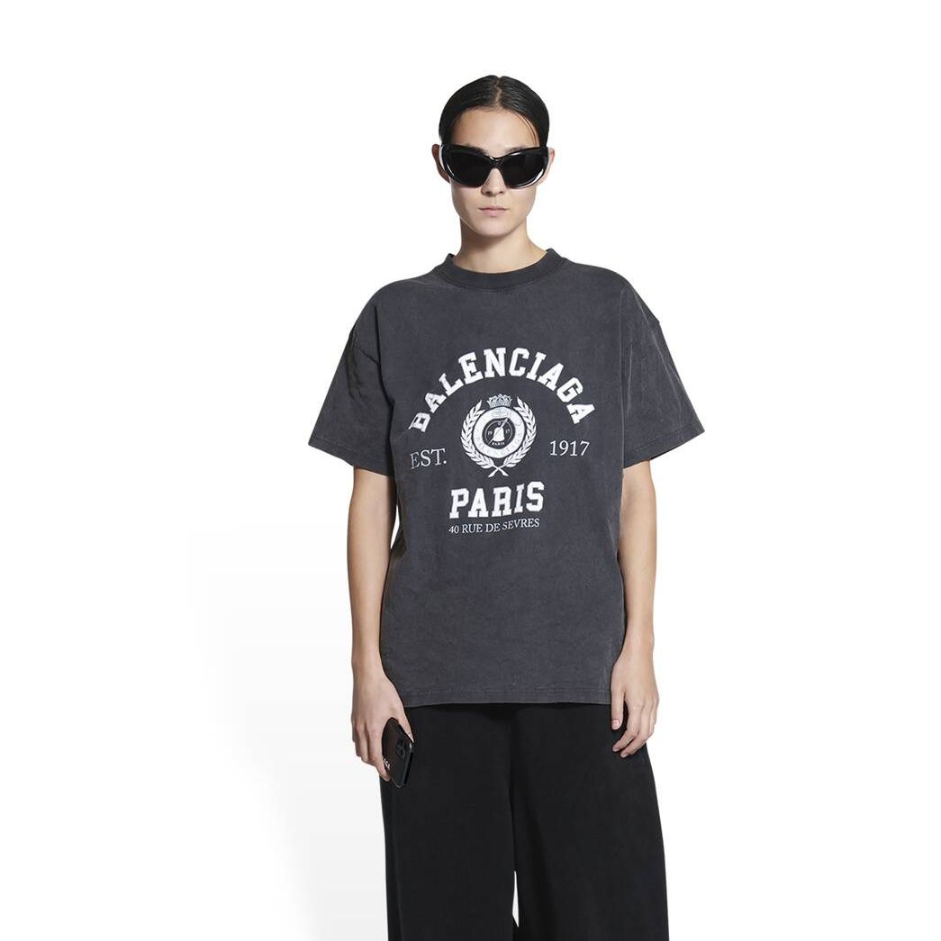 Women's Balenciaga College 1917 Medium Fit T Shirts Black | 2019VEWAR