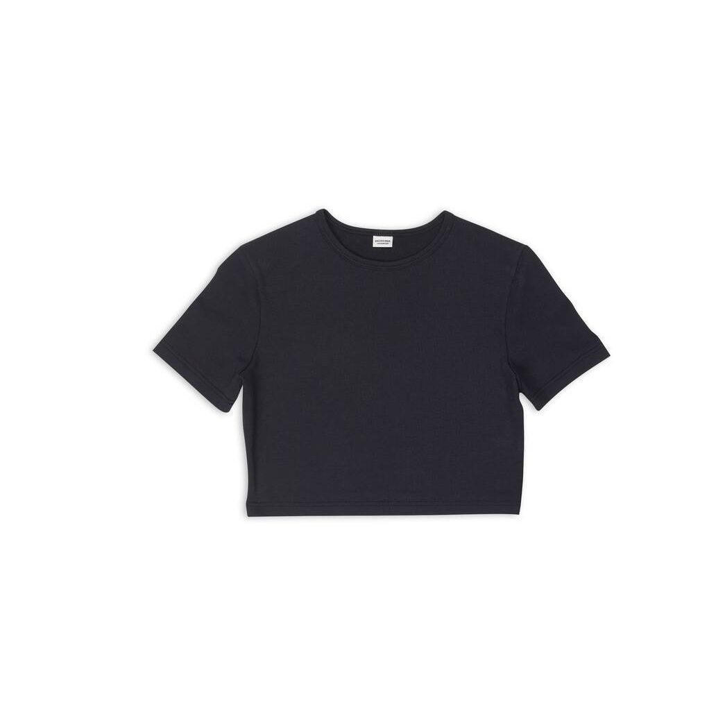 Women\'s Balenciaga Crop Tops Black | 3671GQXYI