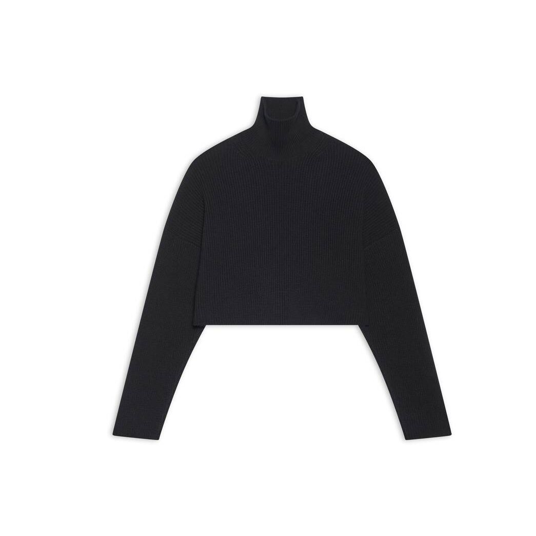 Women's Balenciaga Cropped Sweater Knitwear Black | 4390LMHVY