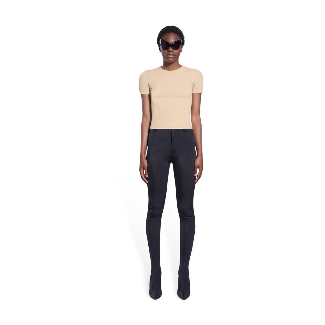 Women's Balenciaga Cropped T-shirt Underwear Beige | 2798JYXHV