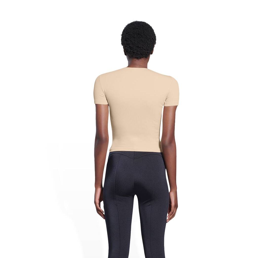 Women's Balenciaga Cropped T-shirt Underwear Beige | 2798JYXHV