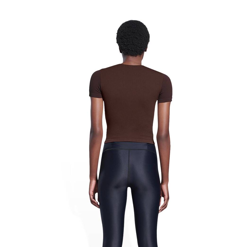 Women's Balenciaga Cropped T-shirt Underwear Brown | 4875IZMFU