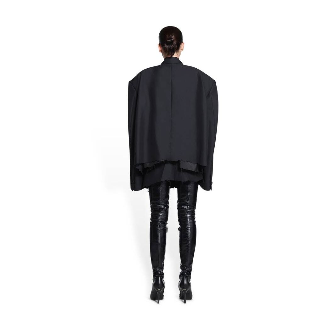 Women's Balenciaga Cropped Tuxedo Blazer Jackets Black | 7690WLOFT